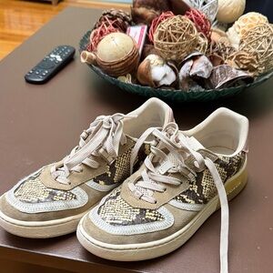Women’s Coach  Snake-Print Casual Sneakers in Beige Pink and Brown
